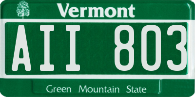 VT license plate AII803