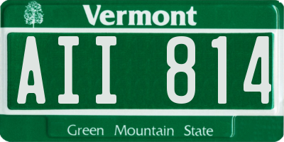 VT license plate AII814
