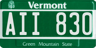 VT license plate AII830