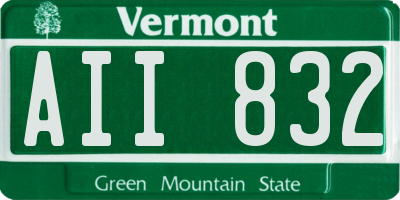 VT license plate AII832
