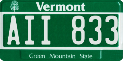 VT license plate AII833
