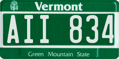 VT license plate AII834