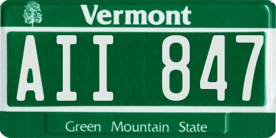 VT license plate AII847