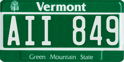 VT license plate AII849