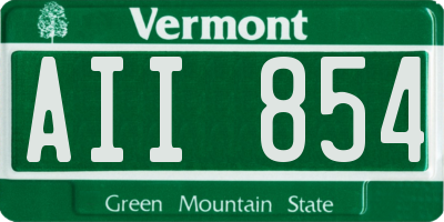 VT license plate AII854