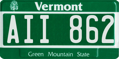 VT license plate AII862
