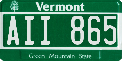 VT license plate AII865