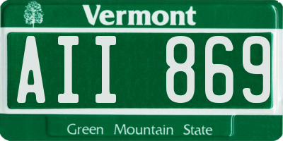 VT license plate AII869