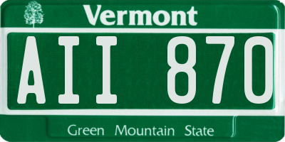 VT license plate AII870