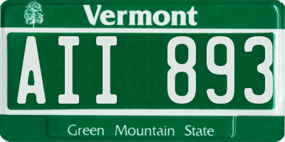 VT license plate AII893
