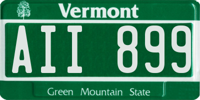 VT license plate AII899