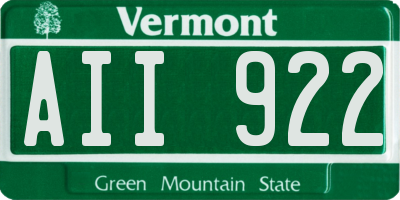 VT license plate AII922