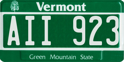 VT license plate AII923
