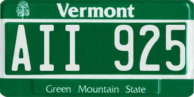 VT license plate AII925