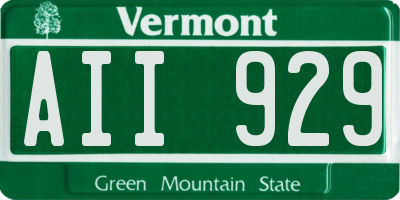 VT license plate AII929