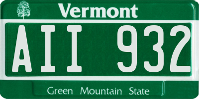 VT license plate AII932