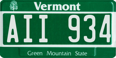 VT license plate AII934