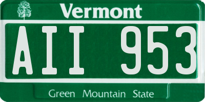 VT license plate AII953