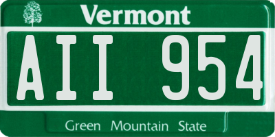 VT license plate AII954