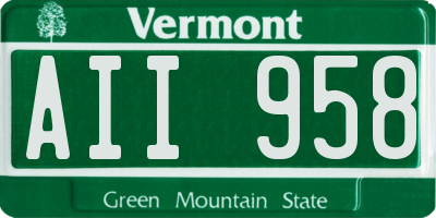 VT license plate AII958