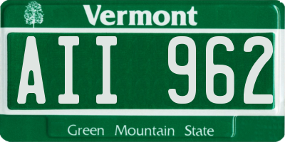 VT license plate AII962