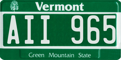 VT license plate AII965