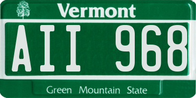 VT license plate AII968