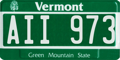 VT license plate AII973