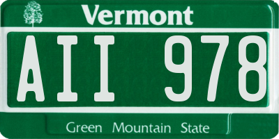 VT license plate AII978