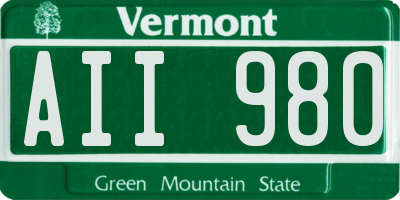 VT license plate AII980