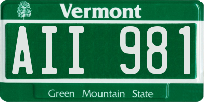 VT license plate AII981