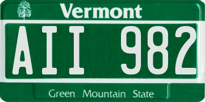VT license plate AII982
