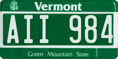 VT license plate AII984