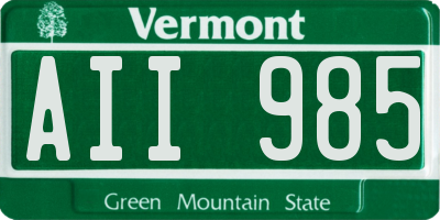 VT license plate AII985