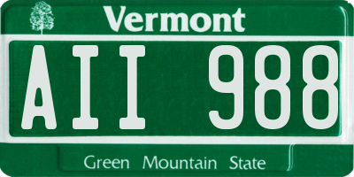 VT license plate AII988