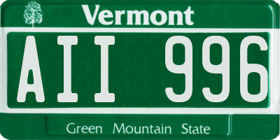 VT license plate AII996