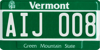 VT license plate AIJ008
