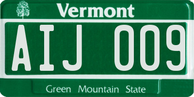 VT license plate AIJ009