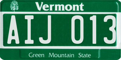 VT license plate AIJ013