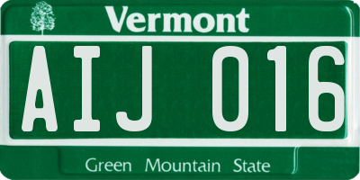VT license plate AIJ016