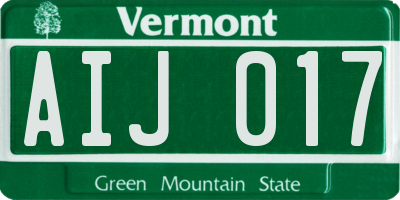 VT license plate AIJ017