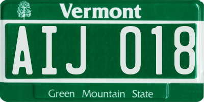 VT license plate AIJ018