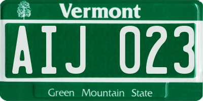 VT license plate AIJ023