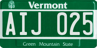 VT license plate AIJ025