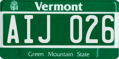 VT license plate AIJ026