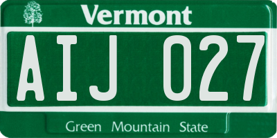 VT license plate AIJ027