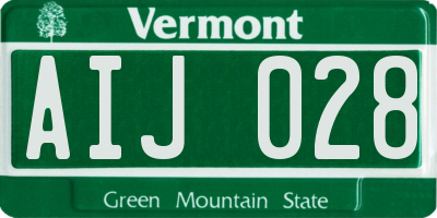 VT license plate AIJ028