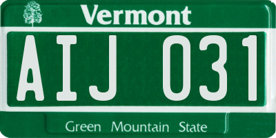 VT license plate AIJ031