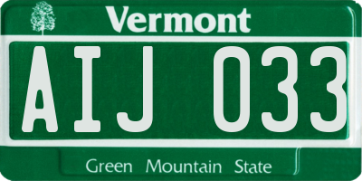 VT license plate AIJ033
