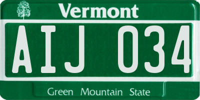 VT license plate AIJ034